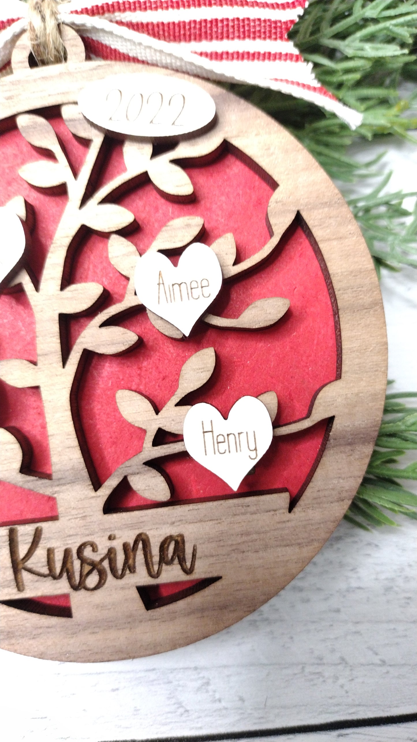 Family Tree Personalized Ornament with Year