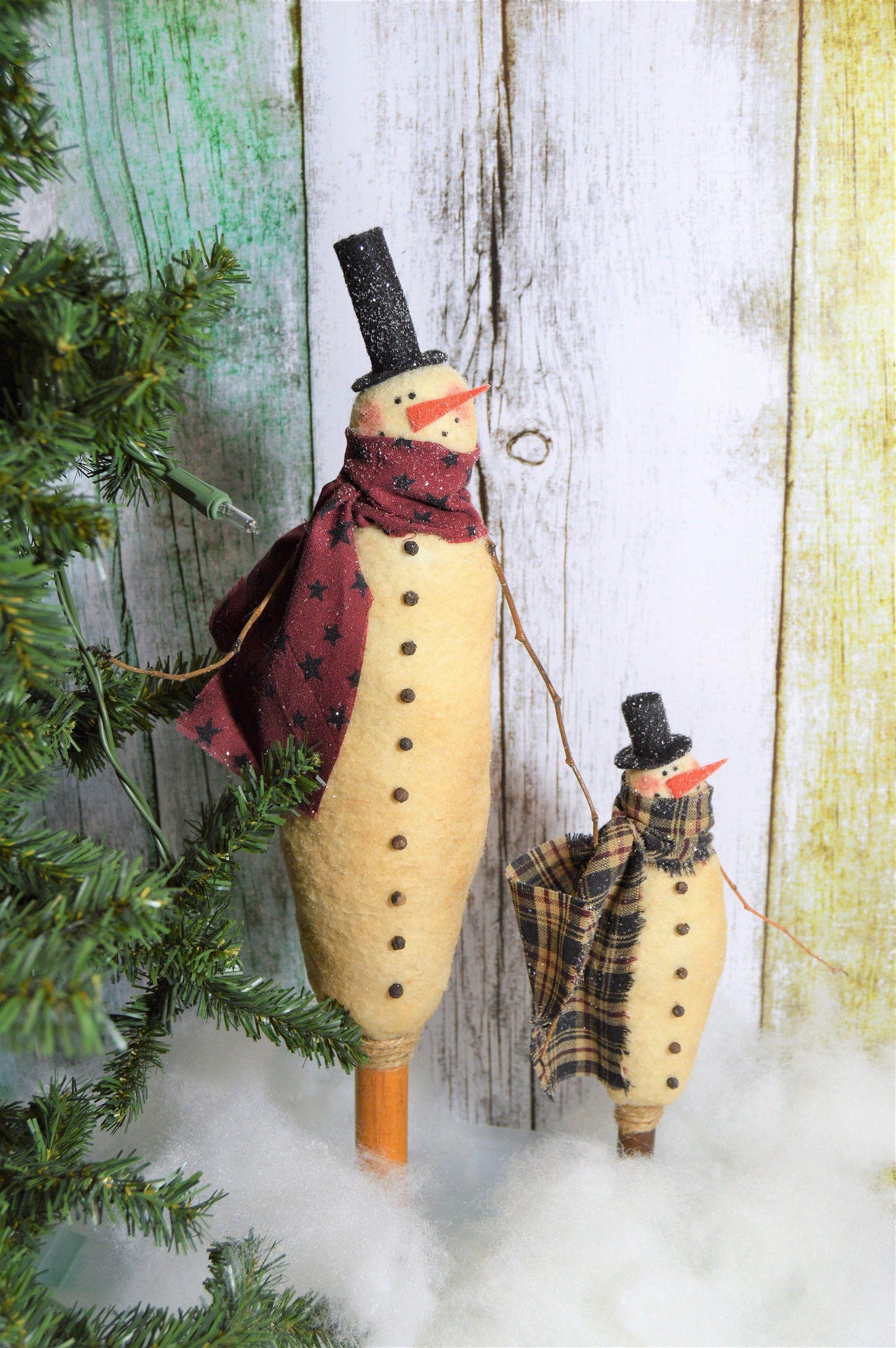 Primitive Handmade Snowman Ornie, Primitive Christmas Ornament